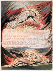Jerusalem Die Emanation des Riesen Albion; Dann die göttliche Hand, die Christus zeigt, der über Albion schwebt, in dessen Brust die göttliche Hand die zwei Grenzen fand, Satan und Adam, 1804 (Reliefätzung)